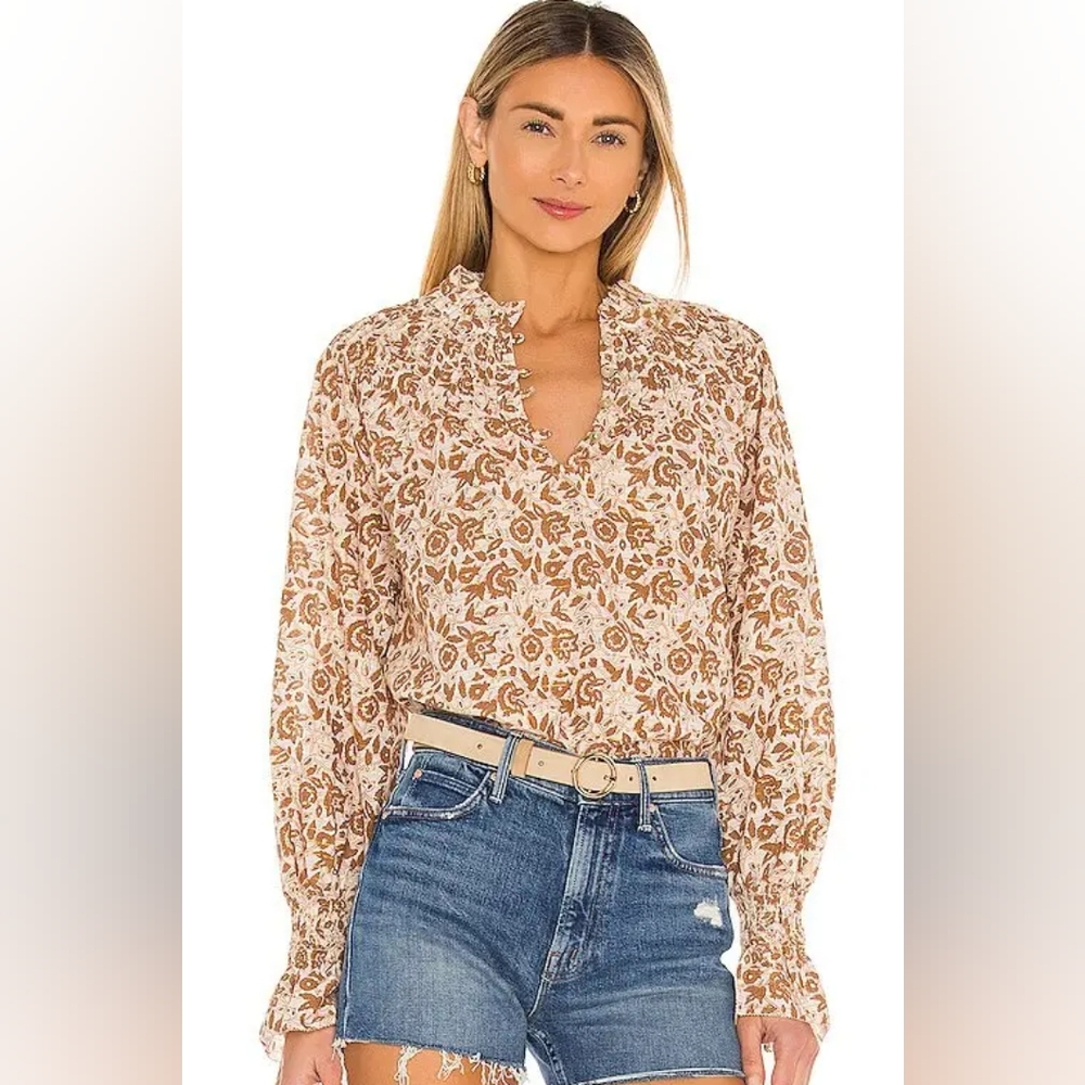 Cleobella Reza blouse in Tamil block print
